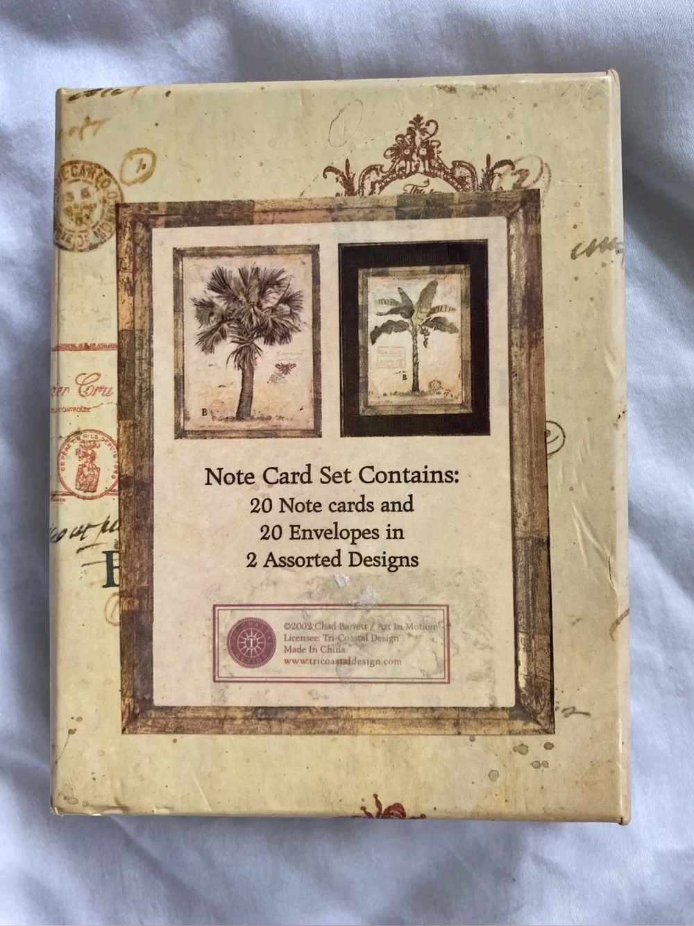 VTG. Palm Tree Note Card Stationary Boxed Set 2002, Sealed -Artist Chad Barrett